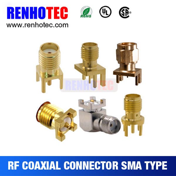 R_A SMA Female to PCB Mount Crimp RF Coaxial SMA Connectors